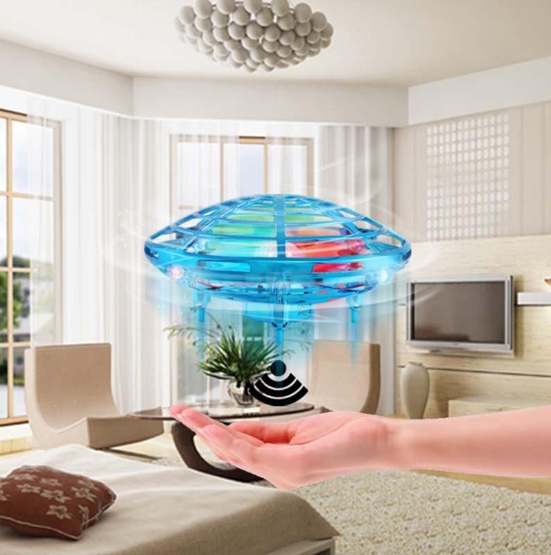 5 Induction Quadcopter Mini Drone With Colourful Lights - Red Remote-1915197835763126275