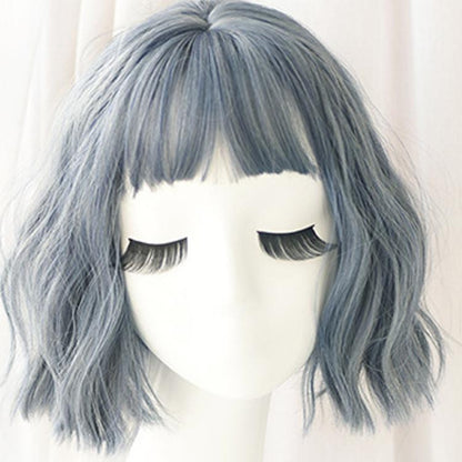 Short Curly Wig For Women - 25Cm Haze Blue-1915196517610819584