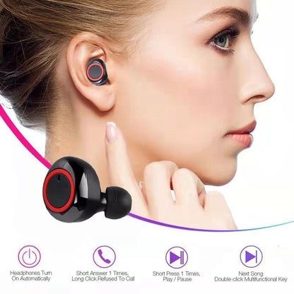 Wireless Tws Bluetooth Headphones With Touch Control - Black / Blue-1915196515467530243