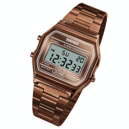 Waterproof Steel Band Men Electronic Watch - Coffee Gold-1915197968273772545