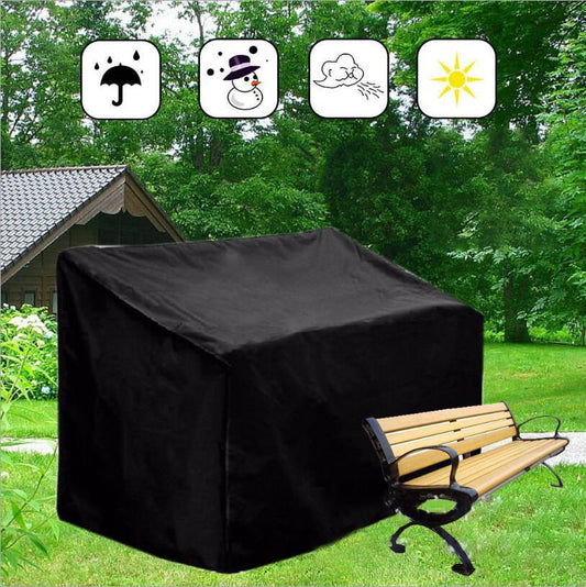 Waterproof Outdoor Bench Cover - Fits 3 Seats - 163X66X89Cm - Black / Silver-1915196976371208193