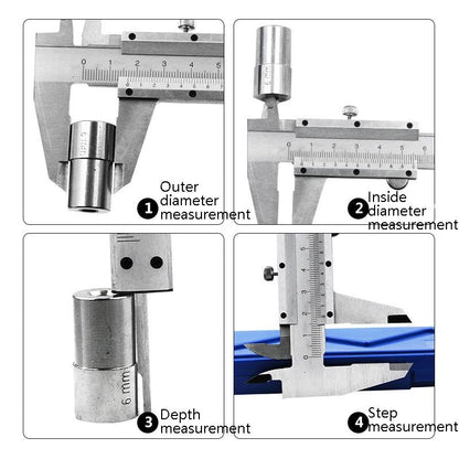 Precision Carbon Steel Vernier Caliper - 0-150Mm - 4-In-1 Measuring Tool-1915198336944705542