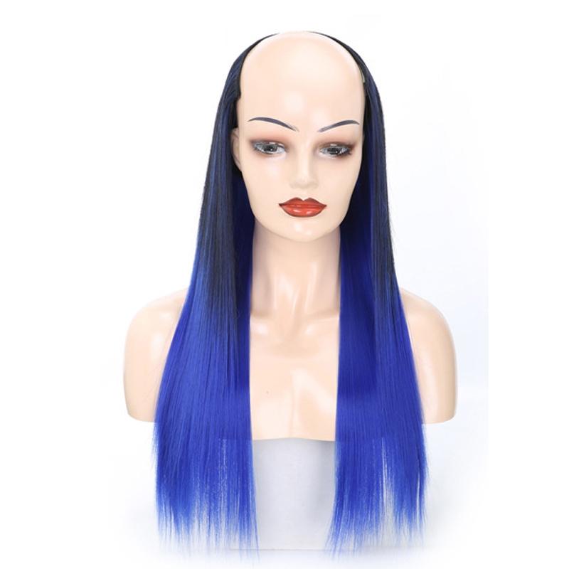 Sapphire Blue U-Shaped Long Straight Wig Headgear-1915197697263013888
