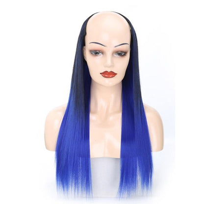 Sapphire Blue U-Shaped Long Straight Wig Headgear-1915197697263013888
