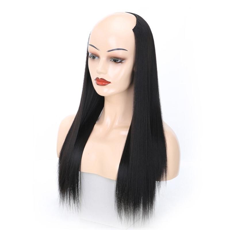 Natural U-Shaped Half Wig - Long Straight Headgear-1915197533278310401