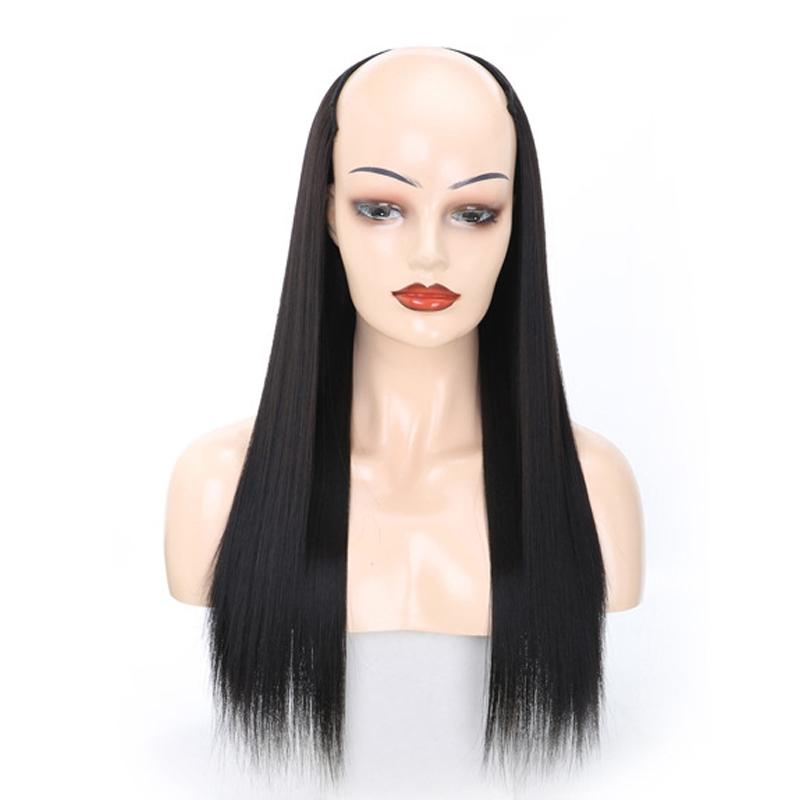 Natural U-Shaped Half Wig - Long Straight Headgear-1915197533278310404