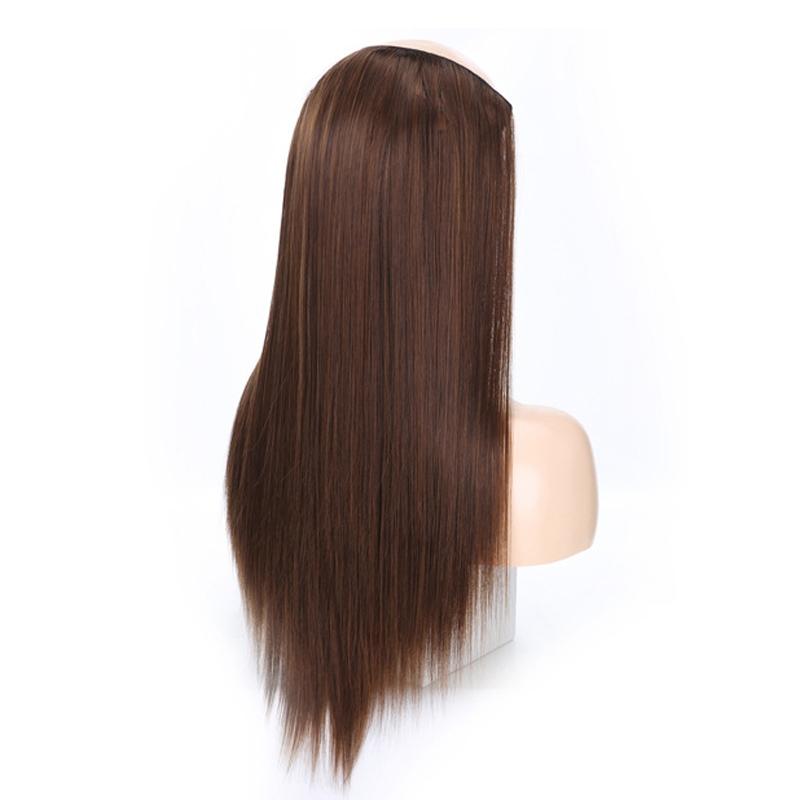 U-Shaped Long Straight Half Wig With Headgear - Linen-1915197186644250626