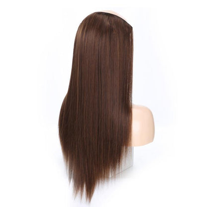 U-Shaped Long Straight Half Wig With Headgear - Linen-1915197186644250626