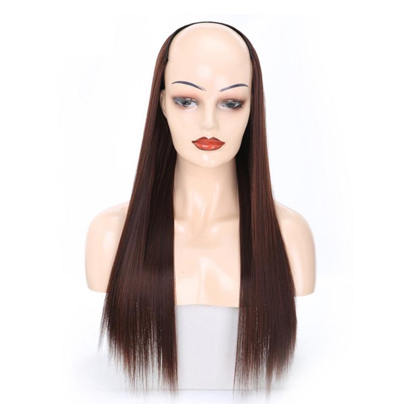 U-Shaped Chestnut Half Wig - Long Straight-1915197279573250052