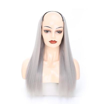14 Long U-Shaped Half Wig For Straight Hair In Grandma Gray - Us 0906-1915197544430964736