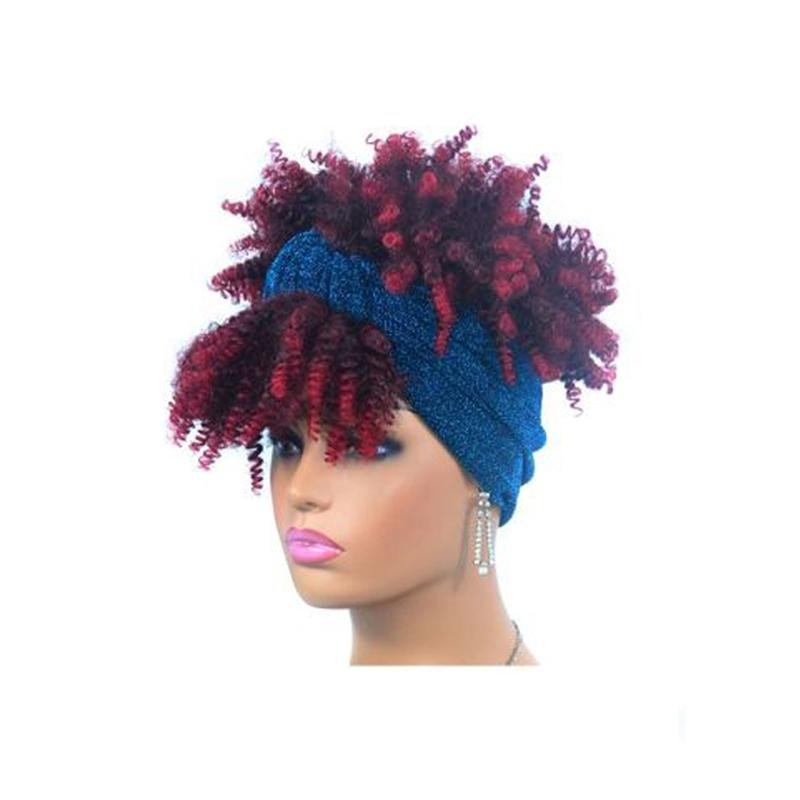 Gradient Small Curly Headscarf Wig In 3.Tja1 1Btbug Colour-1915197953430130688