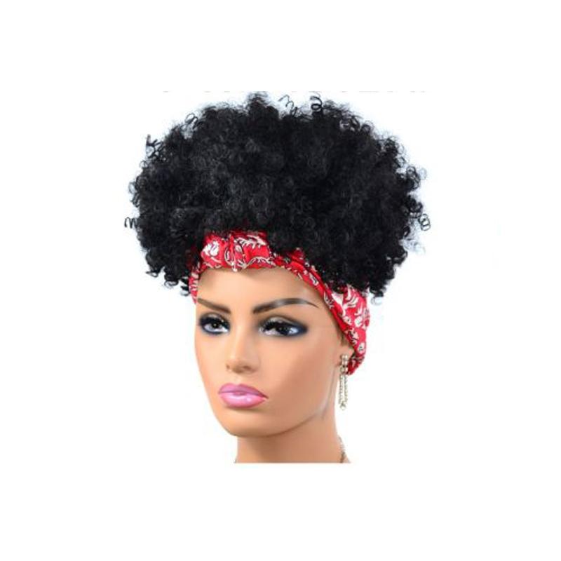 Small Curly Headscarf Wig - Gradient 1B-1915197791907483656