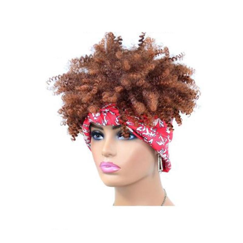 Gradient Curly Headscarf Wig For Small Heads-1915197159301582848