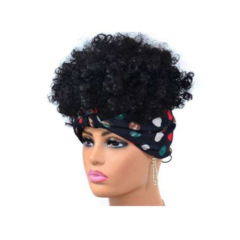 Gradient Small Curly Headscarf Wig In 11.Tjf4 1B Colour-1915198368800444416