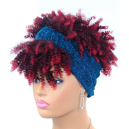 Gradient Small Curly Headscarf Wig In 11.Tjf4 1B Colour-1915198368800444419