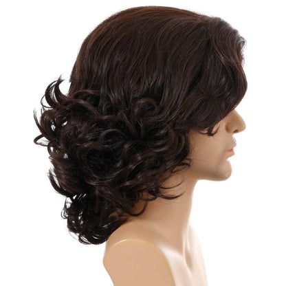 Curly Men Wig With Side Bangs - Short Length-1915197506988412932