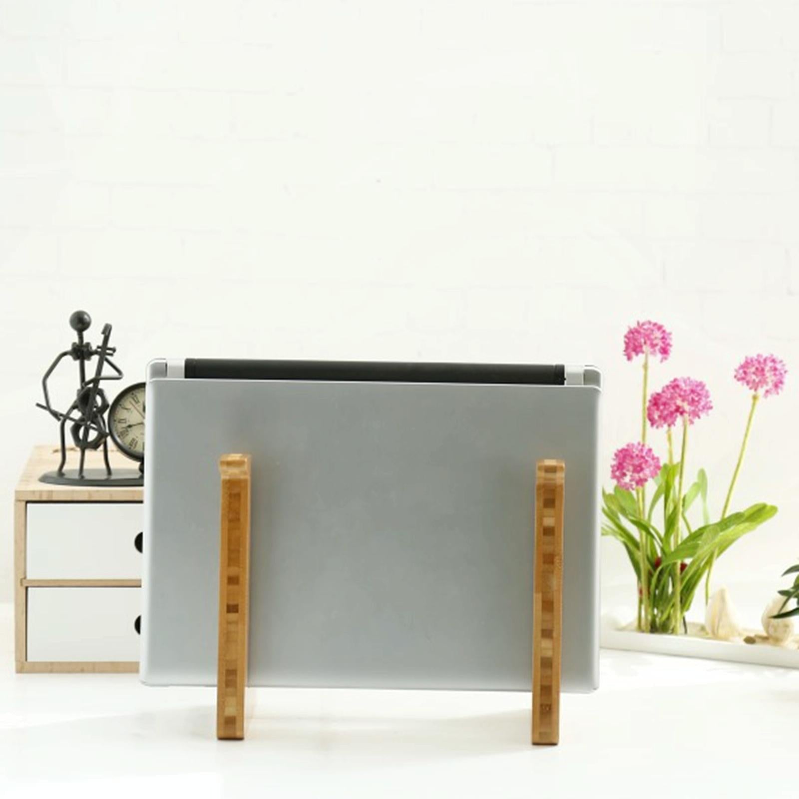 Bamboo Wood Desktop Storage Rack For Computers And Tablets-1964932346641780741