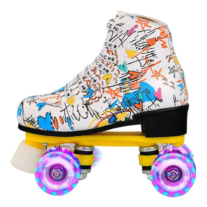 Flash Wheel Roller Skates For Adults - White Size 43-1915197117924773888