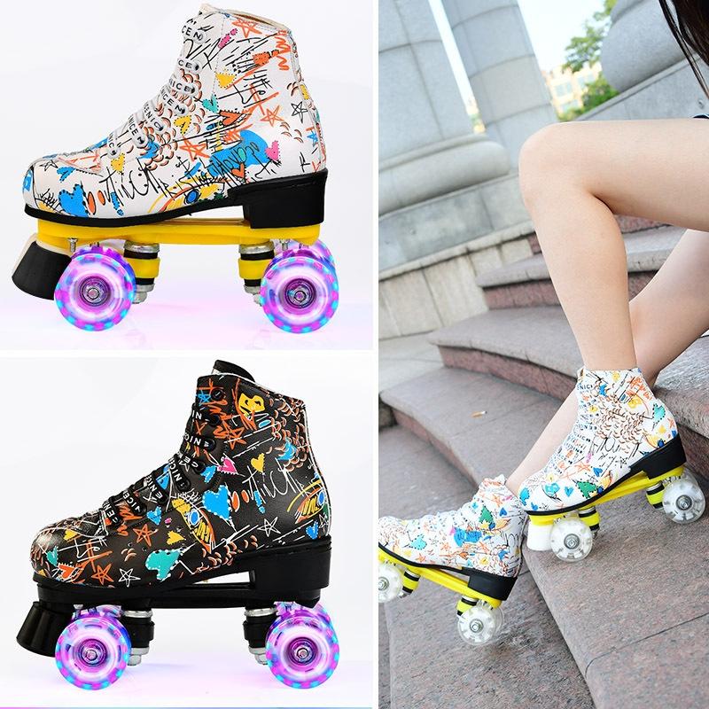 Flash Wheel Roller Skates For Adults - White Size 43-1915197117924773889
