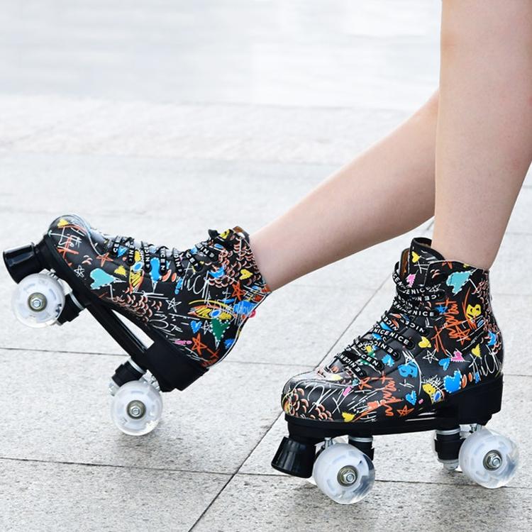 Flash Wheel Roller Skates For Adults - White Size 43-1915197117924773893