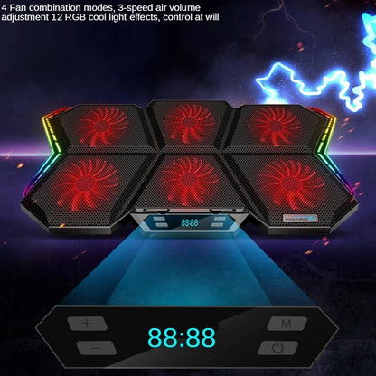 6-Fan Adjustable Rgb Laptop Cooling Base-1915198131620941826