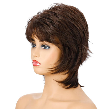 Women Short Hair Wig With Full Bangs-1915197270173814786