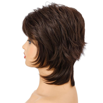Women Short Hair Wig With Full Bangs-1915197270173814787