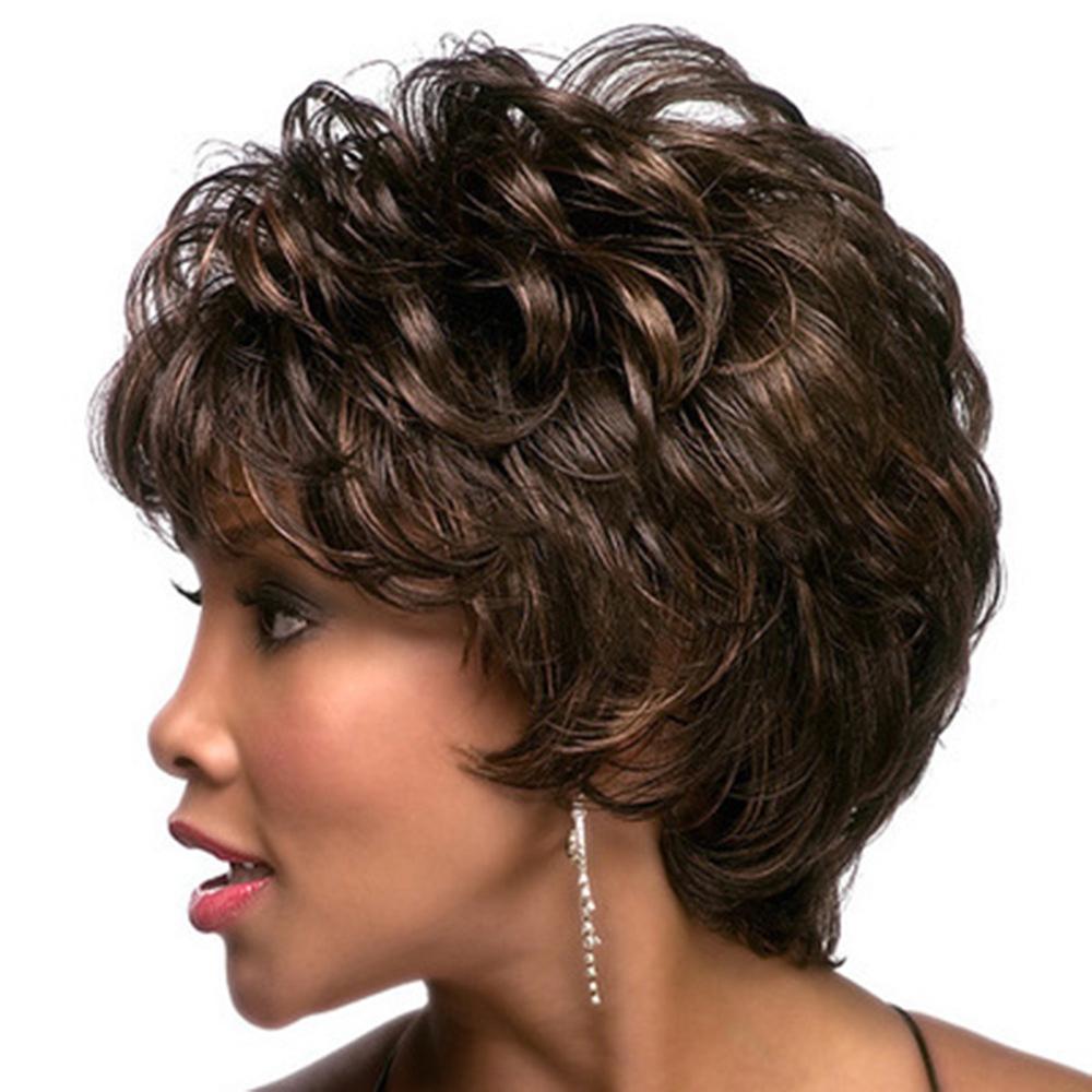 Curly Hair Wig With Side Bangs - Short Length-1915197122165215234