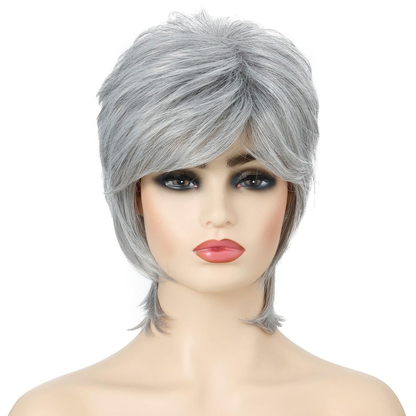 Silver Short Hair Wigs Set - Fluffy And Stylish-1915196859035553792