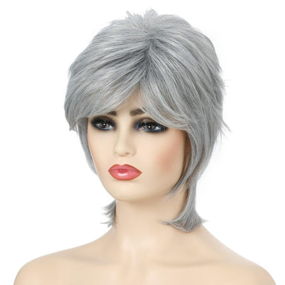 Silver Short Hair Wigs Set - Fluffy And Stylish-1915196859035553793