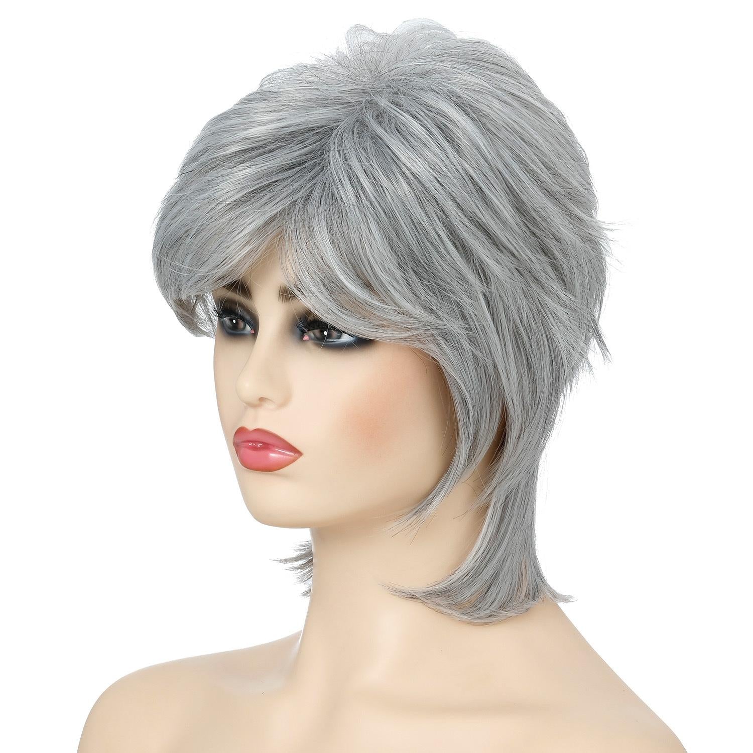 Silver Short Hair Wigs Set - Fluffy And Stylish-1915196859035553795