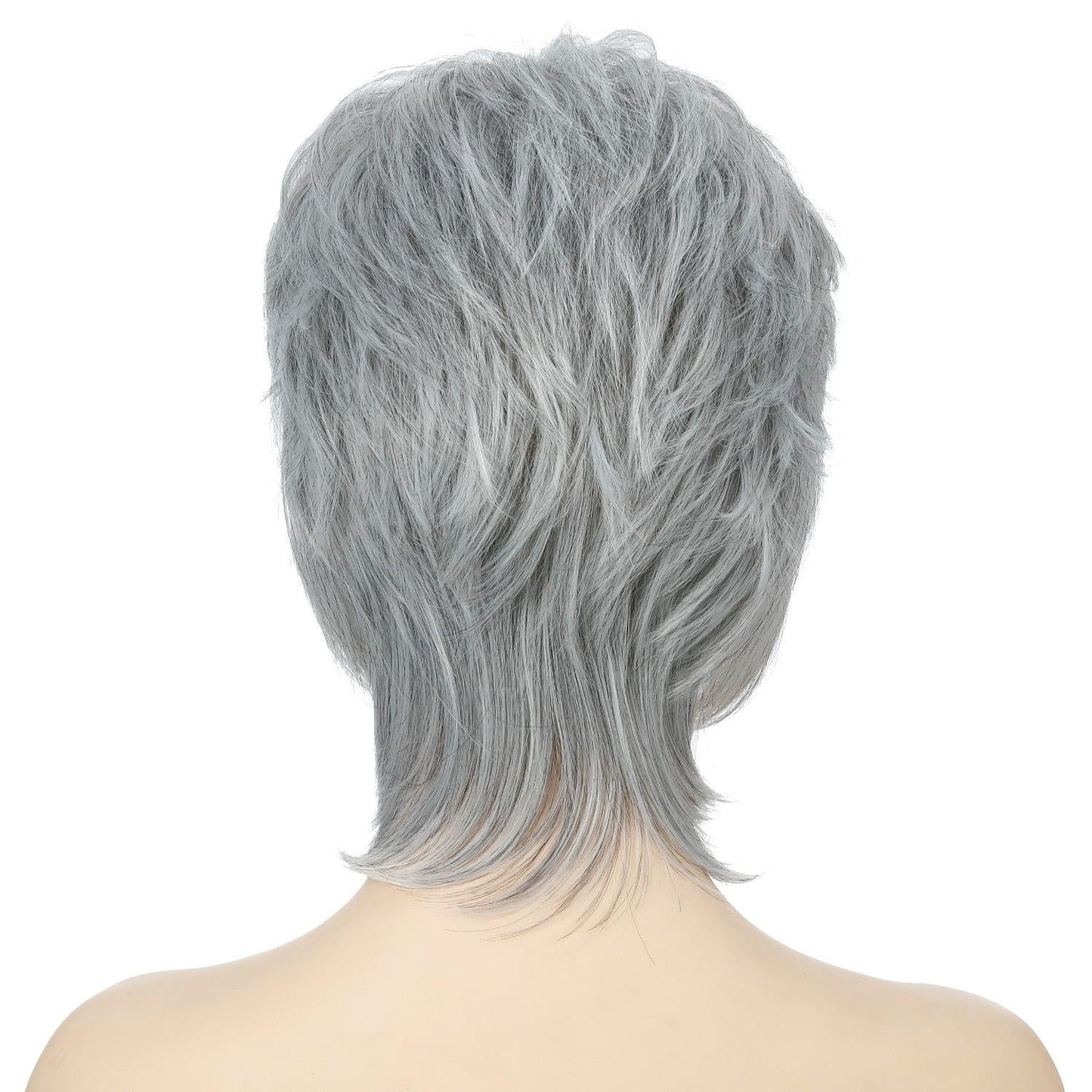 Silver Short Hair Wigs Set - Fluffy And Stylish-1915196859035553796