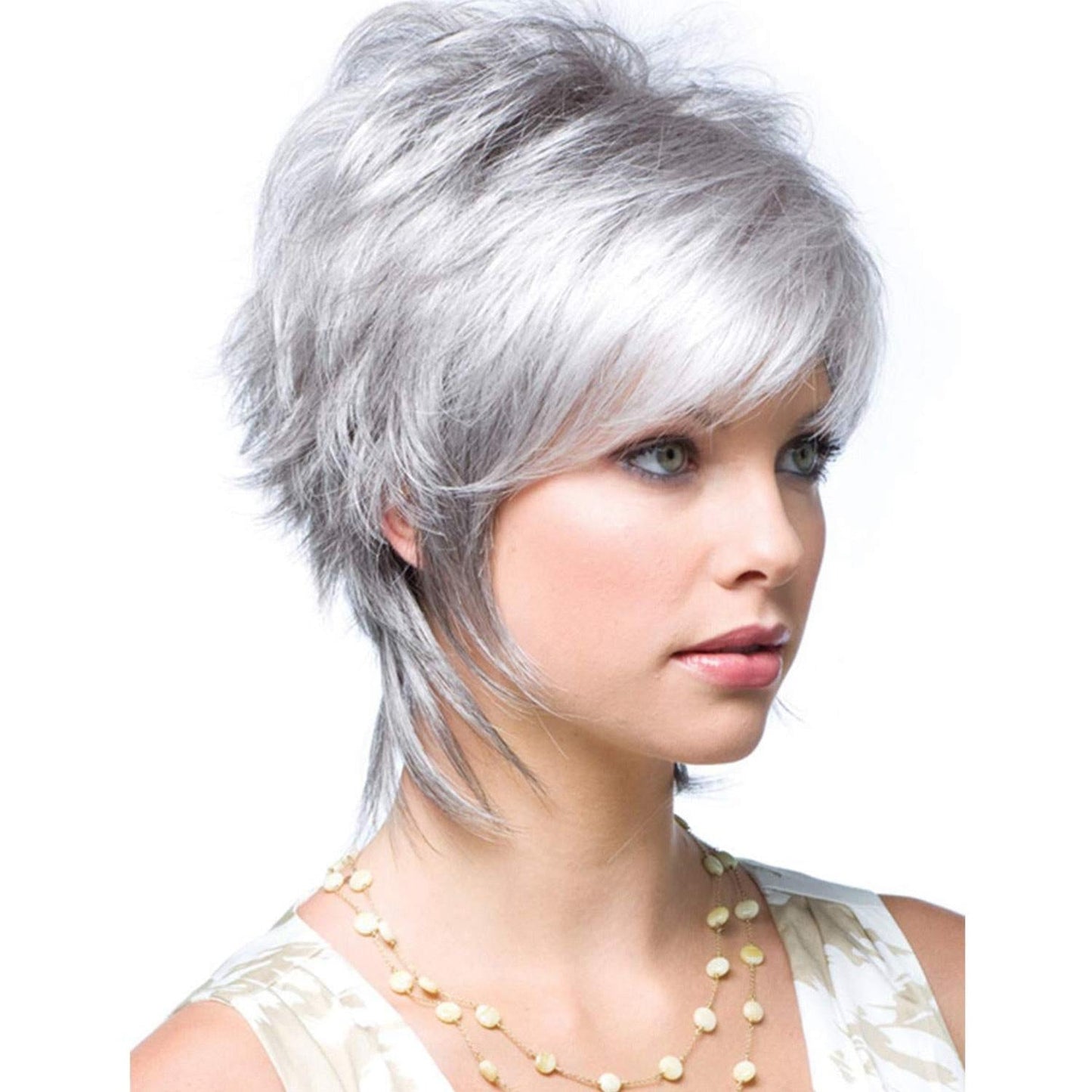 Silver Short Hair Wigs Set - Fluffy And Stylish-1915196859035553798