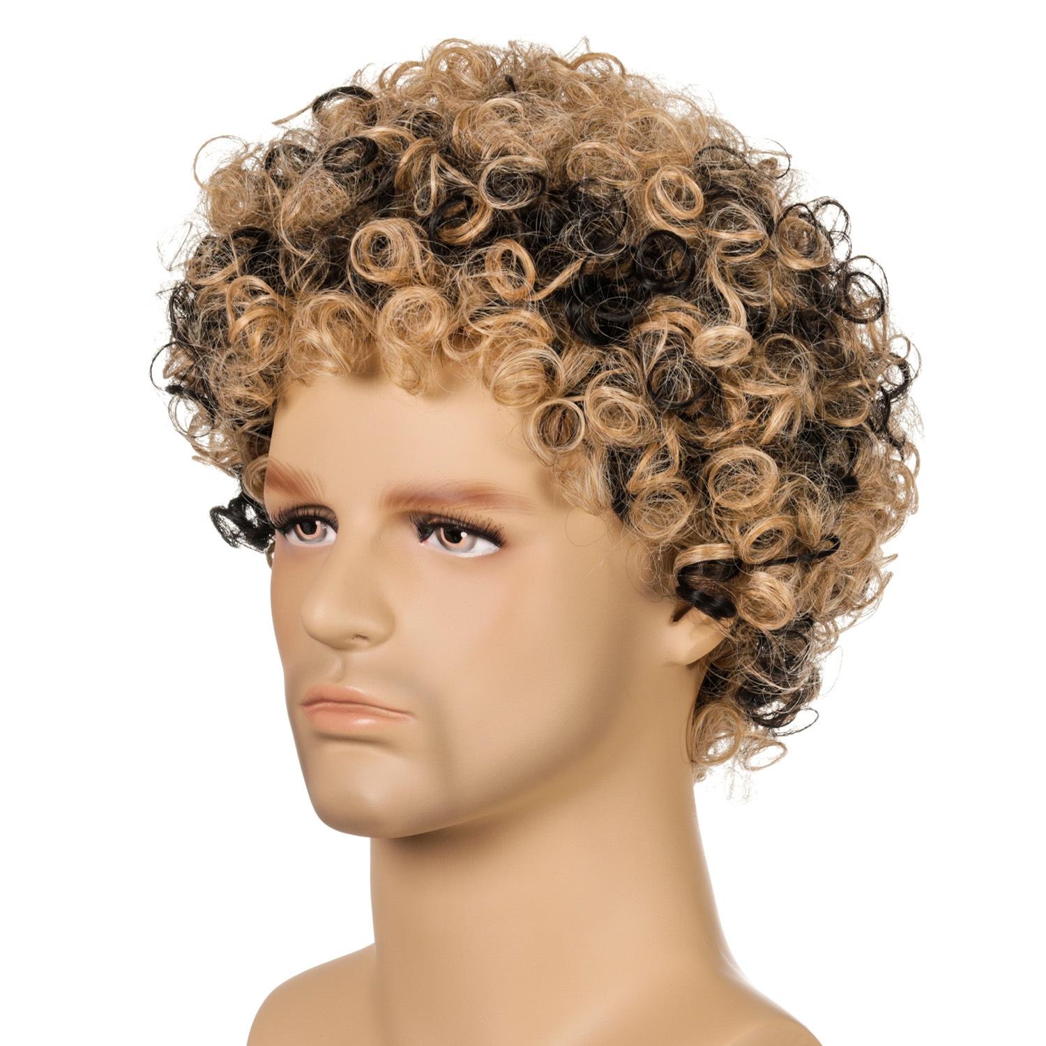 Curly Men Wig - Synthetic Fiber-1915196840035356672