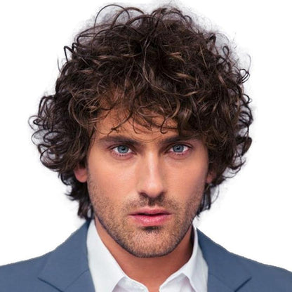 Short Curly Men Wig Set - Natural Look-1915196860809744391
