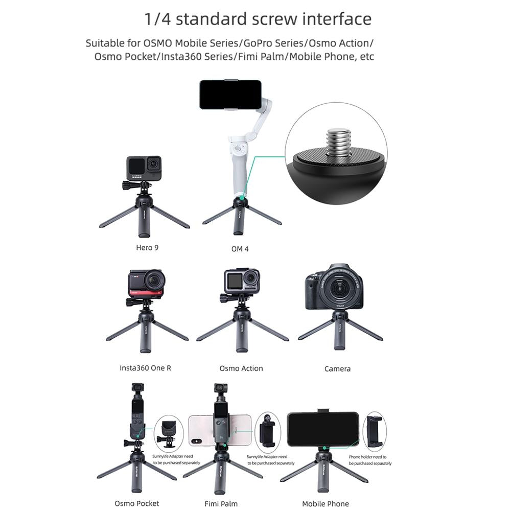 Aluminum Alloy Mini Tripod For Insta360 Go Dji Action And Gopro-1915197632767201283