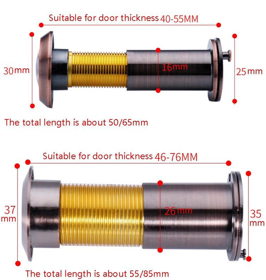 2-Pack Wide-Angle Security Door Viewer - 200 Degree Hd Glass Lens Anti-Tiny Green Bronze-1915197034730754049