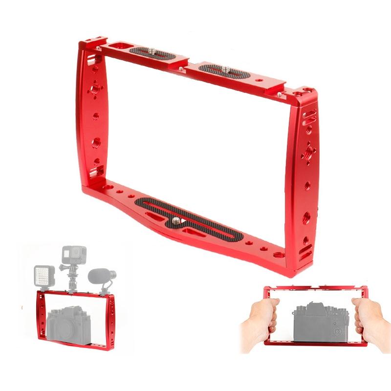 Diving Dual Handheld Grip Bracket Stabilizer Extension Phone Clamp Camera Rig Cage Underwater Case For Gopro Hero9 /8 /7 - Red-1915198279256248320