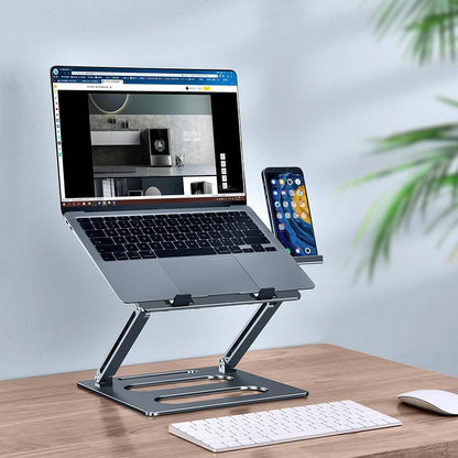 Adjustable Metal Notebook Stand - Gray Desktop Support-1964932168048316417