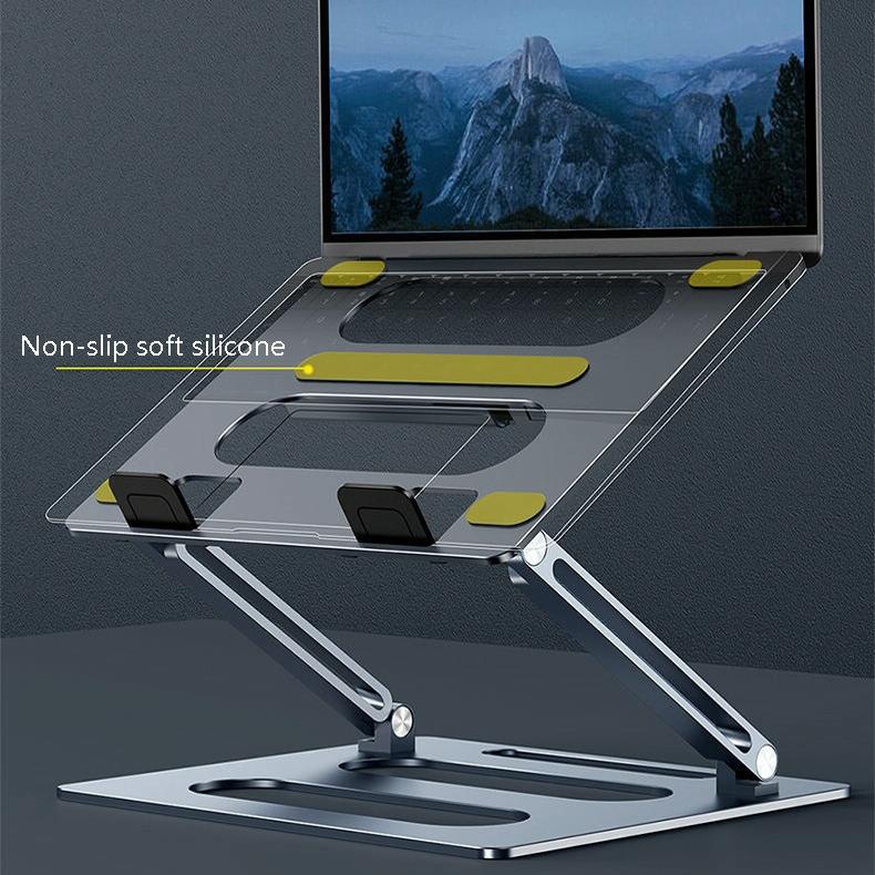 Adjustable Metal Notebook Stand - Gray Desktop Support-1964932168048316420