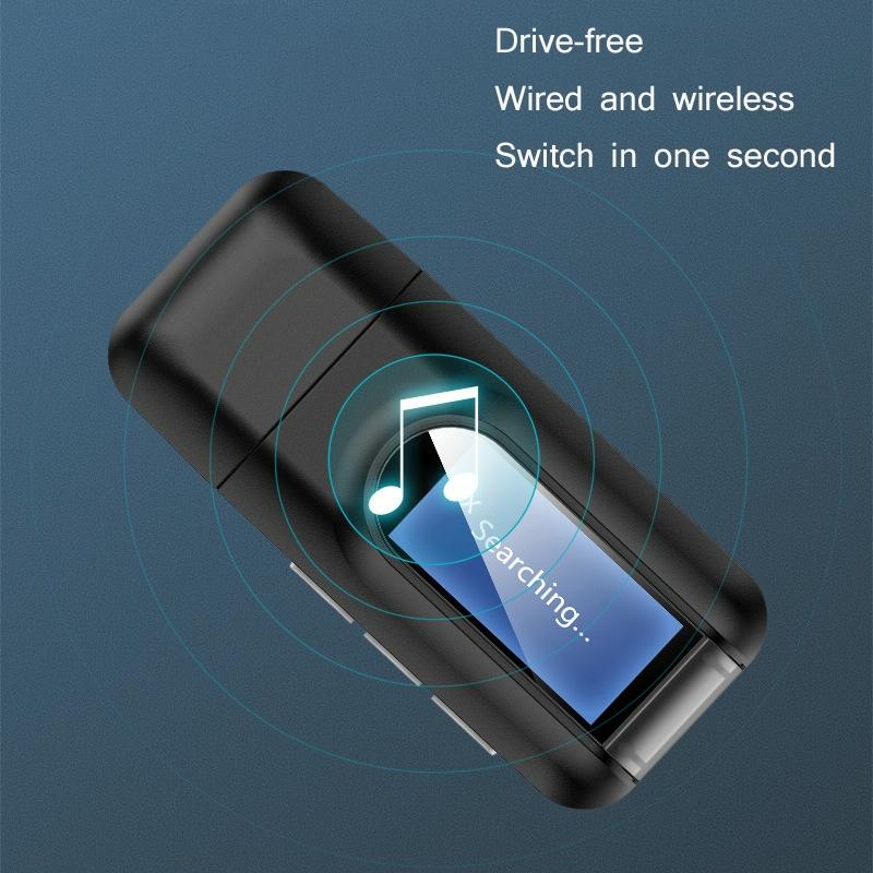 2-In-1 Usb Bluetooth 5.0 Audio Adapter With Lcd Screen-1915197733170450433