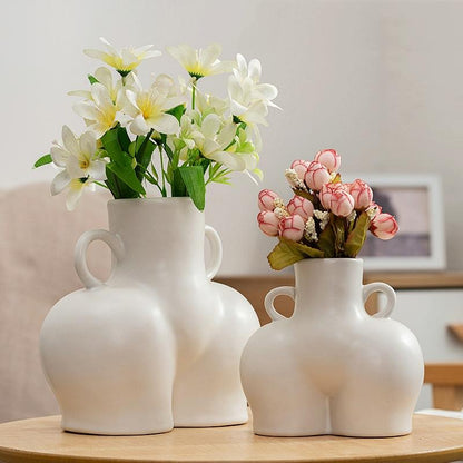 Small White Ceramic Vase For Home Decor With Dried Flower Design-1915197426973675526