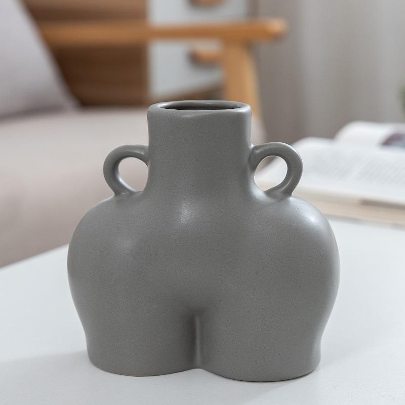 Small Matte Gray Ceramic Vase For Home Decor And Dried Flower Arrangements-1915197460825903111