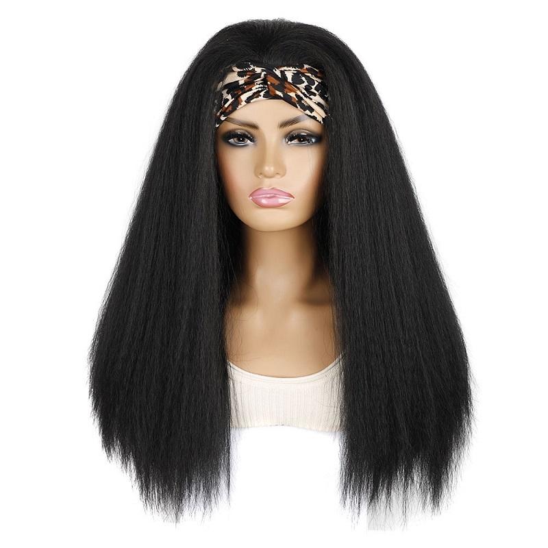Turban Headband With Long Hair And Corn Beard Wig - Black-1915197174619181061