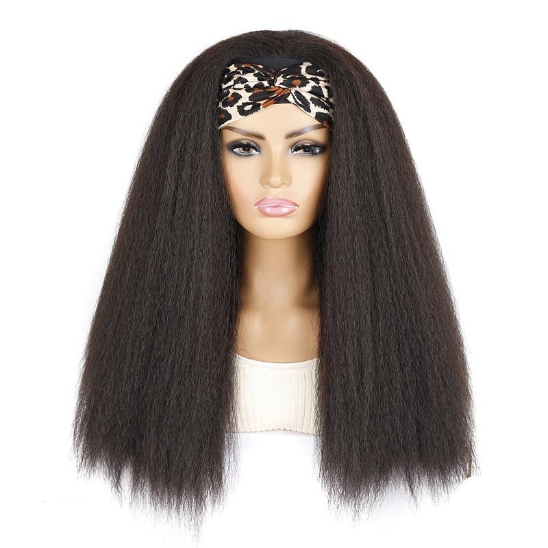 4Xg Long Hair Turban Headband With Corn Beard Wig - Brown-1915197032482607104