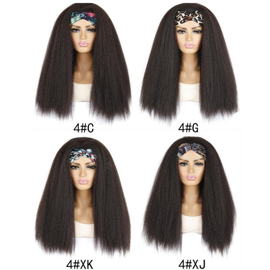 4Xg Long Hair Turban Headband With Corn Beard Wig - Brown-1915197032482607105