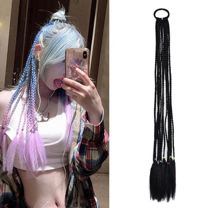 Vibrant Braid Hair Band With Corn Silk Dreadlocks And Ponytail - Colour 1-1915198323753619456