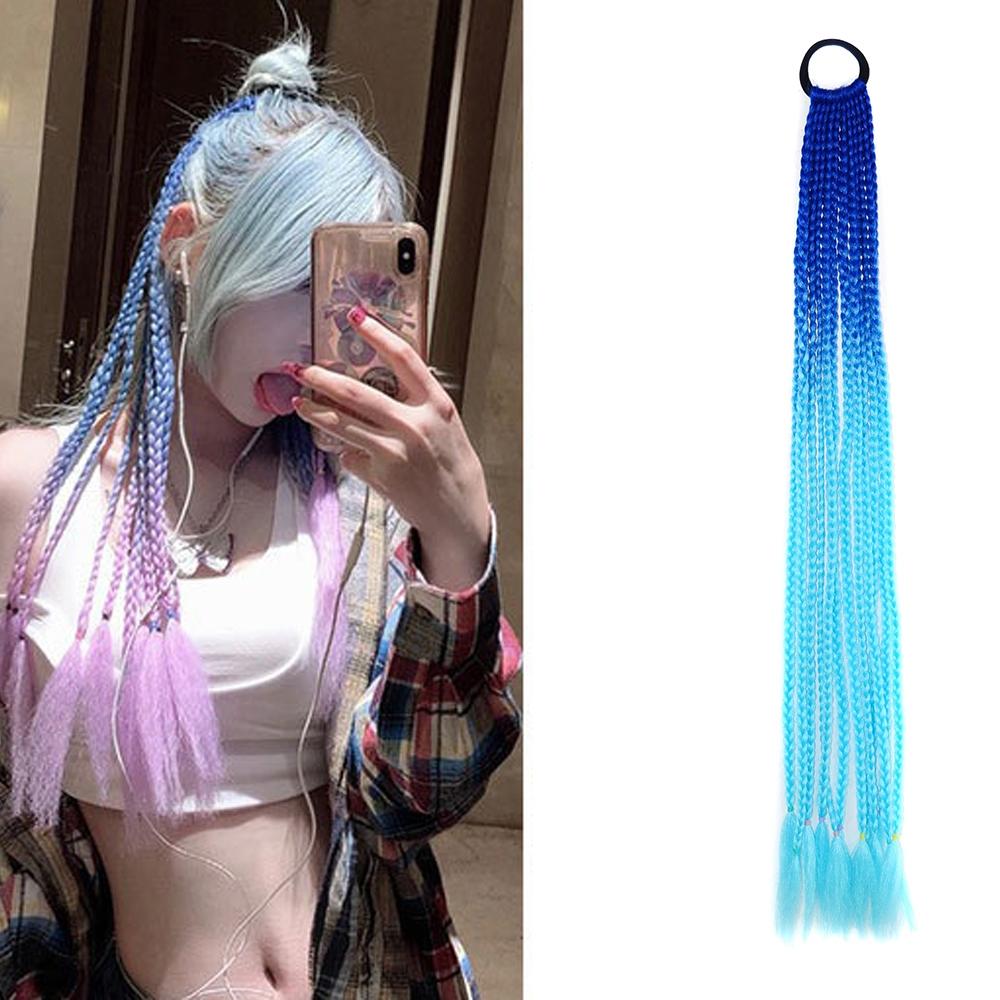 18 Colourful Braid Hair Band Wigs With Corn Silk Dreadlocks And Ponytail-1915197177773297664