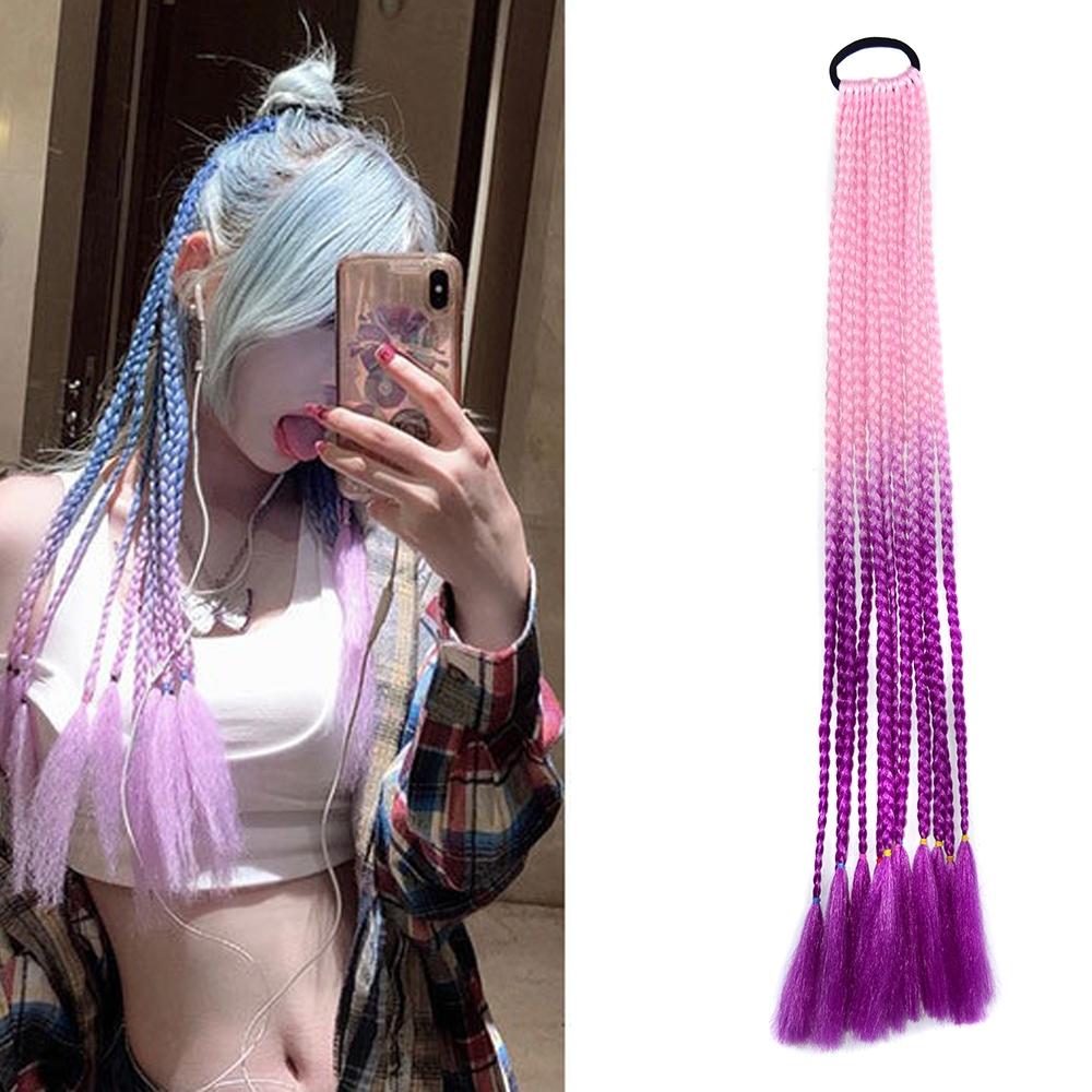 Colourful Braid Hair Band Wigs Corn Silk Dreadlocks Ponytail-1915197272287744005