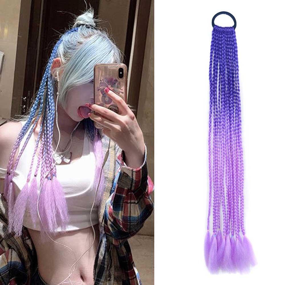 Multicoloured Braid Hair Band With Corn Silk Dreadlocks And Ponytail - Size 24-1915197034579759104